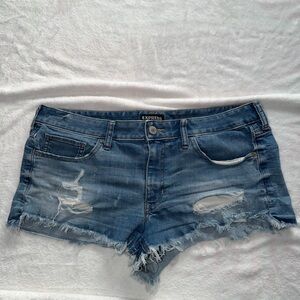 Express Women's Distressed Blue Jean Shorts